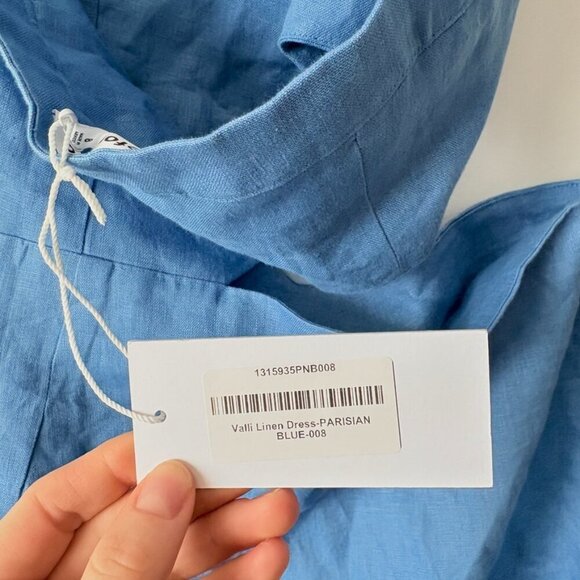 Reformation Valli Linen Halter Cut Out Mini Dress NWT Parisian Blue Size 8 - Picture 7 of 9